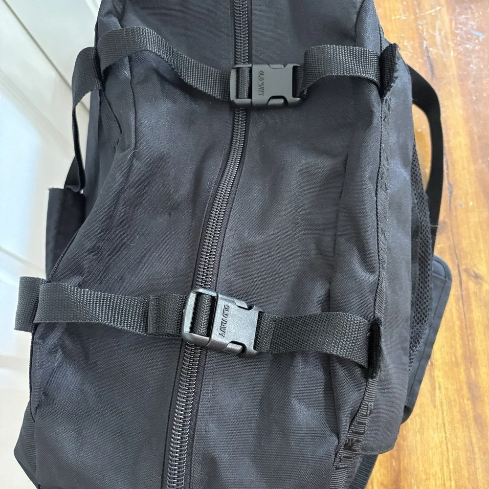 Vtg Y2K Old Navy Gym Duffle Bag Black Travel Pockets Utility 2000 - See
